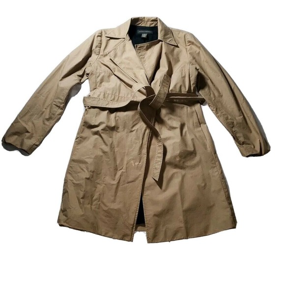 Banana Republic Flared Khaki Tan Trench‎ Coat Jacket Size Small - Picture 1 of 4